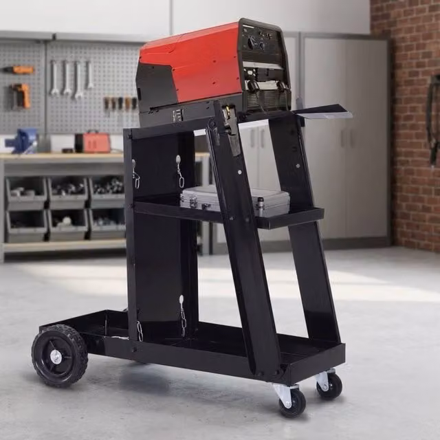 STILVORA Black Steel Rollable Welder Trolley with Worktop W/D/H: 71 x 50 x 39 cm – 1