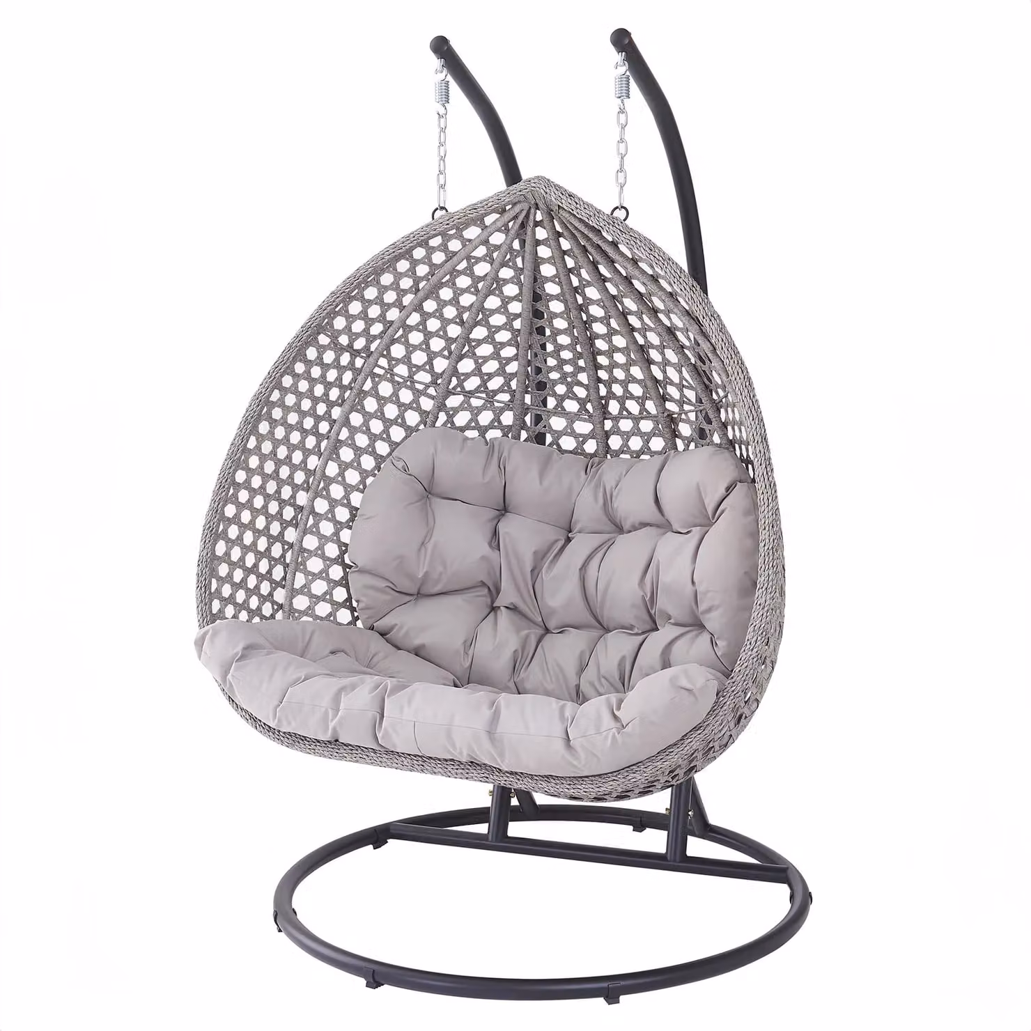 Artemis Home Oakley Double Swing Egg Pod Chair in Light Grey with Cushions – 3