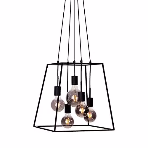 Netlighting Almodovi Industrial Retro 6 Light Cluster Pendant Ceiling Light E27 in Black – 1