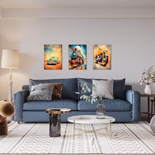 Simpa Power of Dynamics 3 Panel Canvas Wall Art in Gold and Multicolour – 2