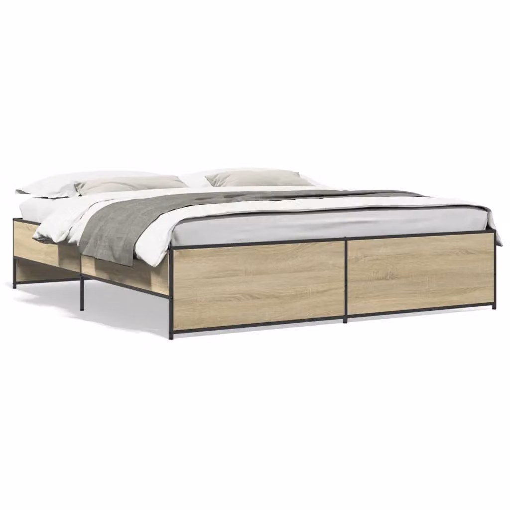 Berkfield Home Sonoma Oak Bed Frame in Brown, W/D/H: 180 x 200 cm, Super King Size – 2