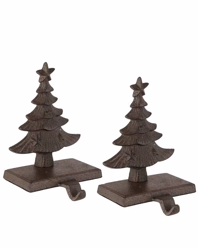 Dibor Set of 2 Antique Brown Metal Christmas Tree Decor Stocking Holders – 2