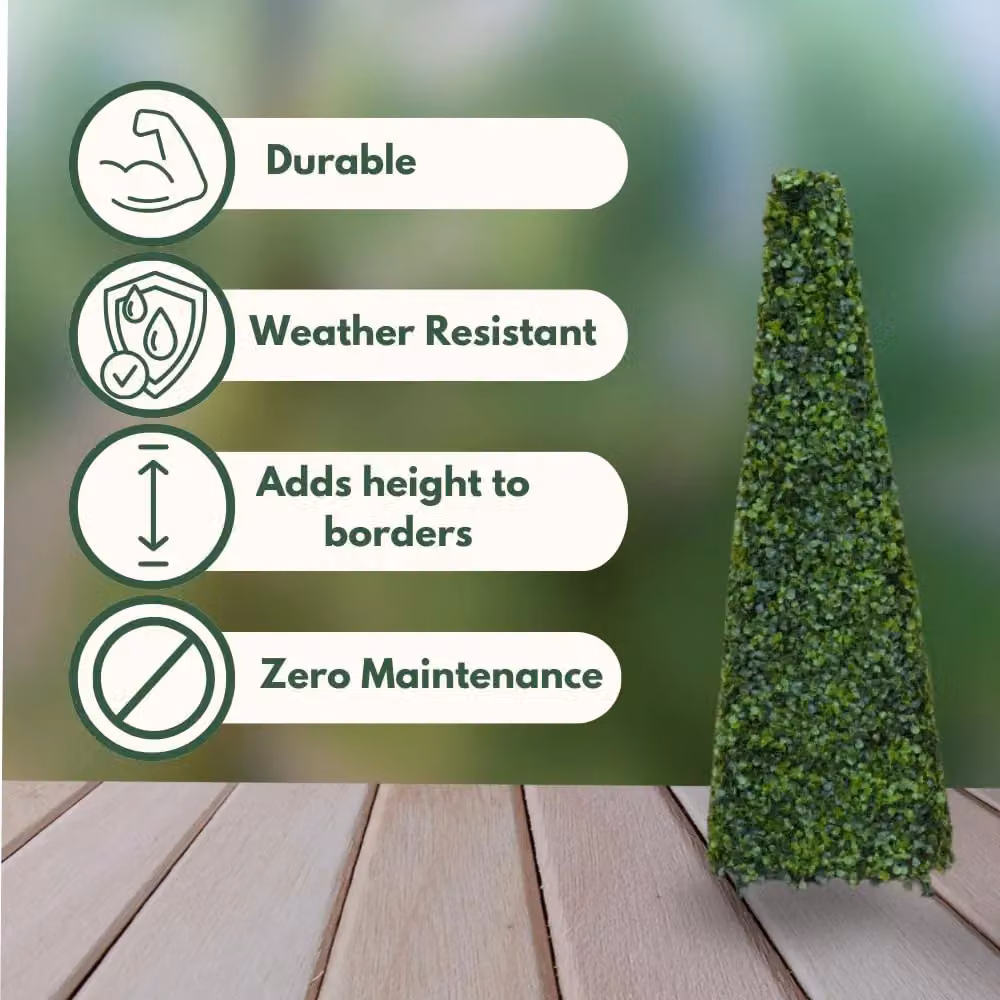 Marco Paul 60cm Artificial Boxwood Obelisk in Green – 4