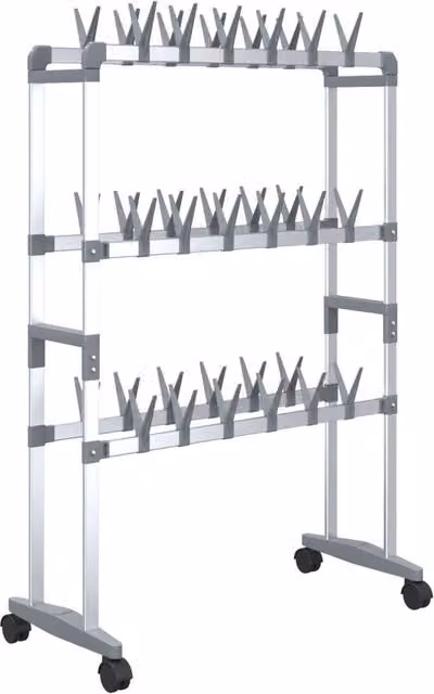 Berkfield Home Silver Metal Shoe Rack with Wheels, W: 66 cm, D: 27 cm, H: 100 cm – 1