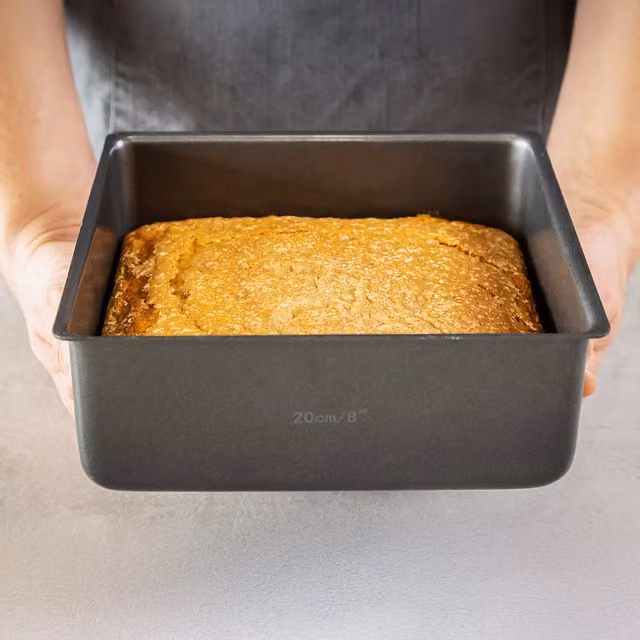 MasterClass Non-Stick Loose Base Square Tart Tin, Grey, W: 20 cm, H: 7.5 cm, D: 7.5 cm