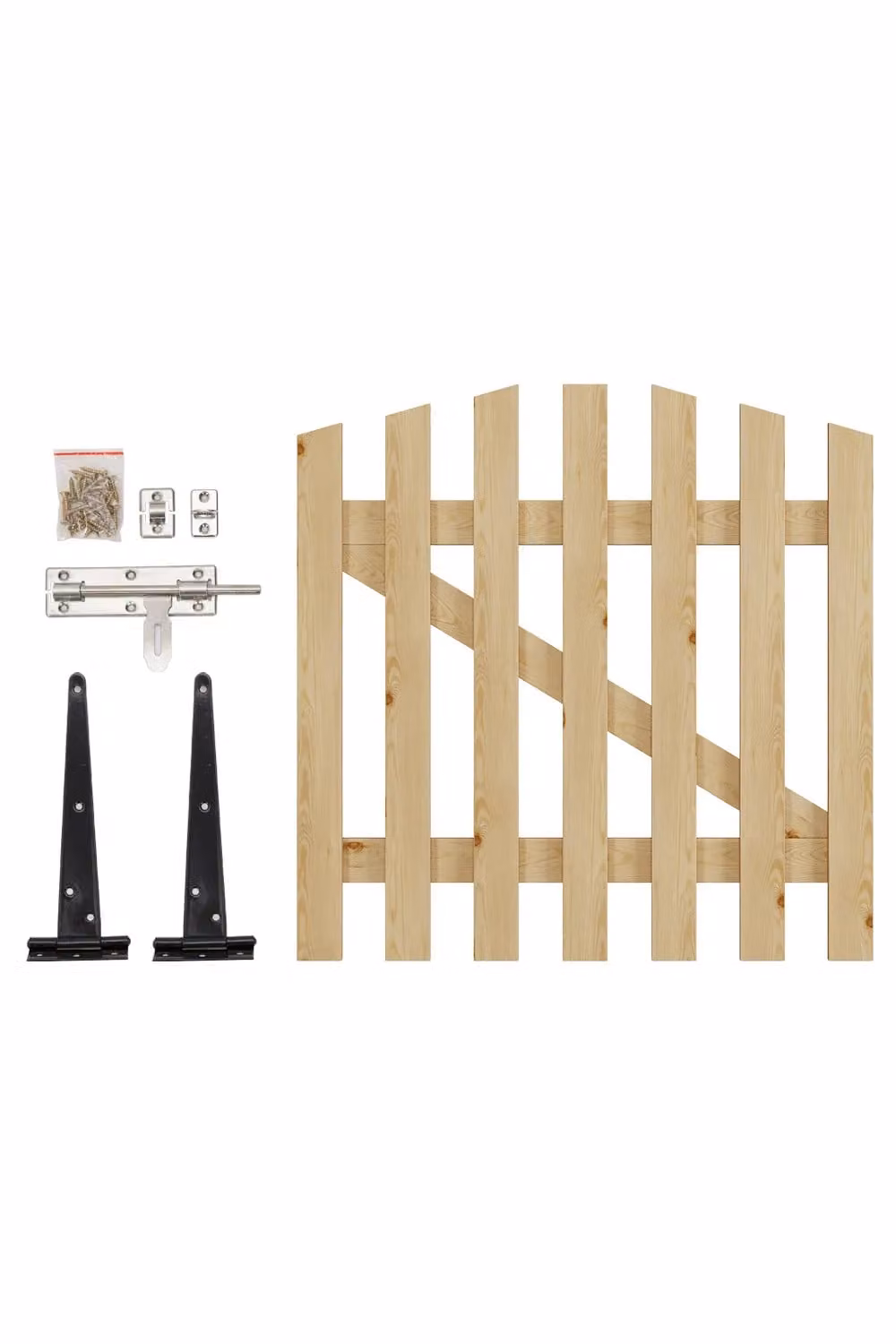 Living and Home Natural Wooden Outdoor Garden Gate, Single Swing Picket Fence Door, W/H: 90 x 90 cm – 2