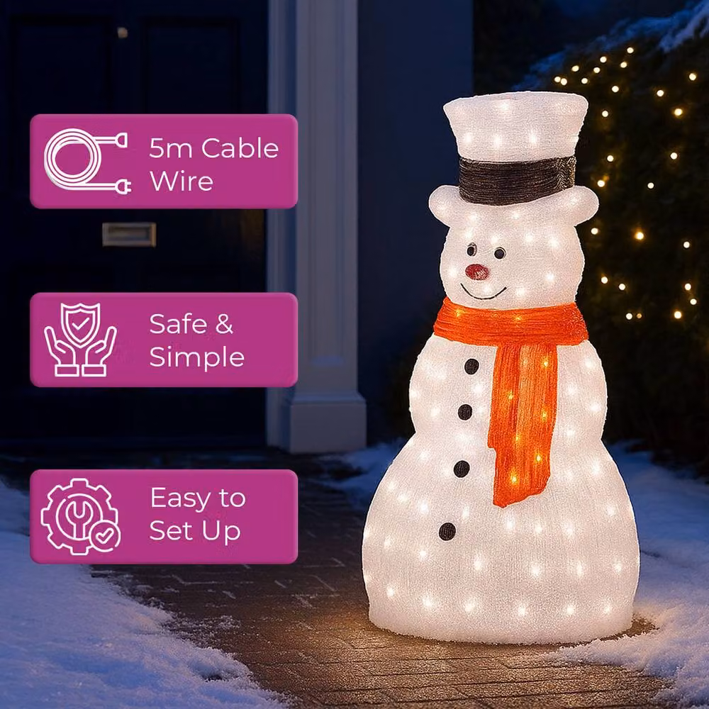 Neo Large Festive Christmas Acrylic Light Up Snowman Outdoor Decoration in Cool White, Height: 70 cm – 5
