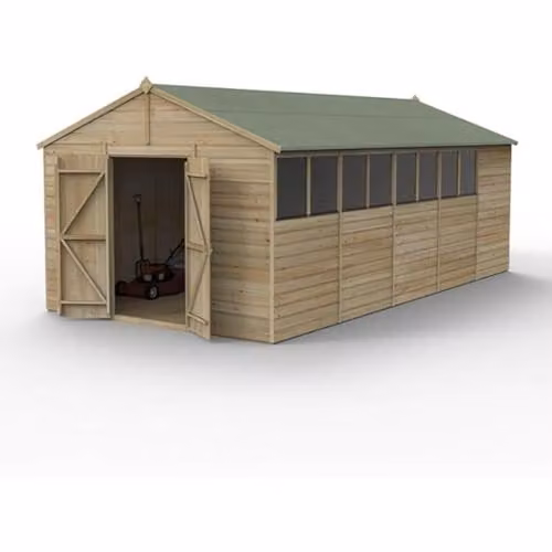 Forest Garden Apex Wooden Shed with 8 Windows and 2 Doors in Brown – 1