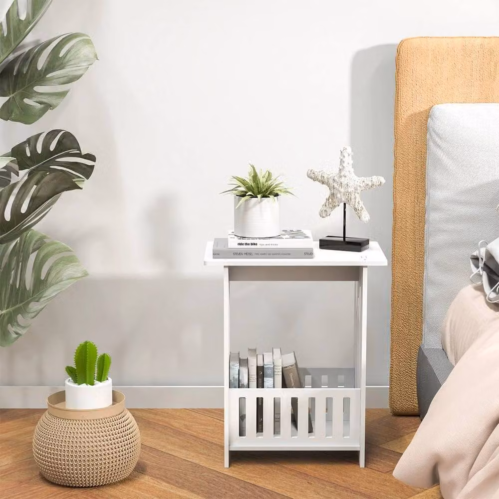 FLAVORA Small White Bedside Table and Side Cabinet – 2