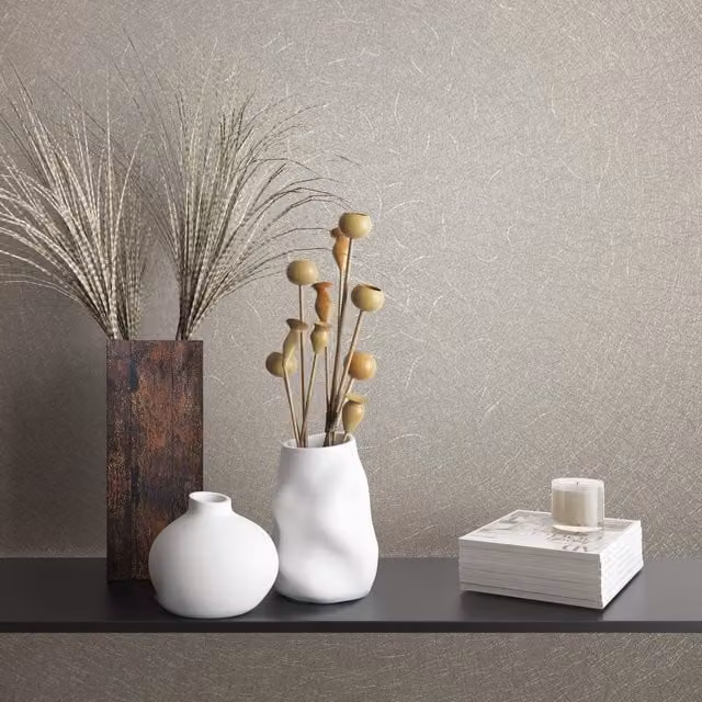 Galerie Industrial Effects Flowing Lines Abstract Botanical Wallpaper in Beige and Yellow