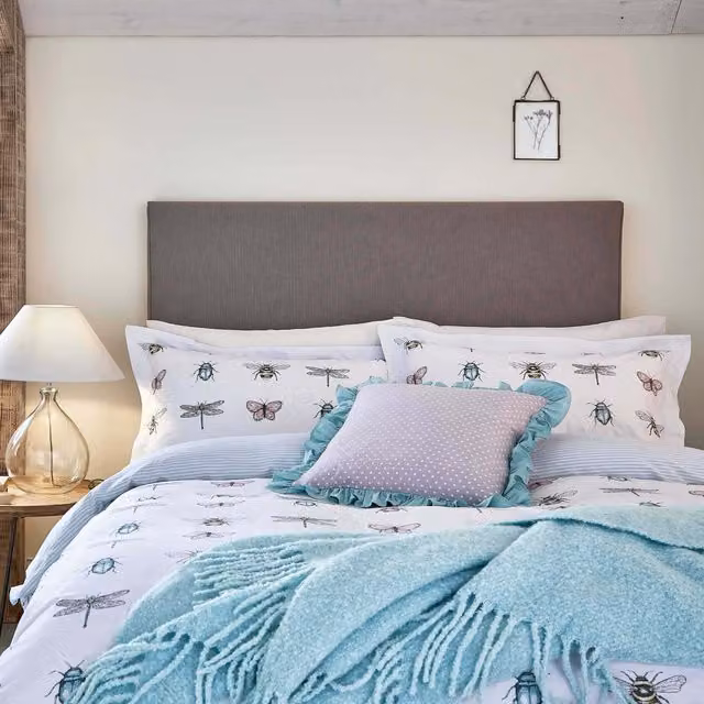 Helena Springfield Basildon Kingsize Reversible Striped Cotton Duvet Cover and Pillowcase Set in Pink, Blue and White, 180 x 200 cm