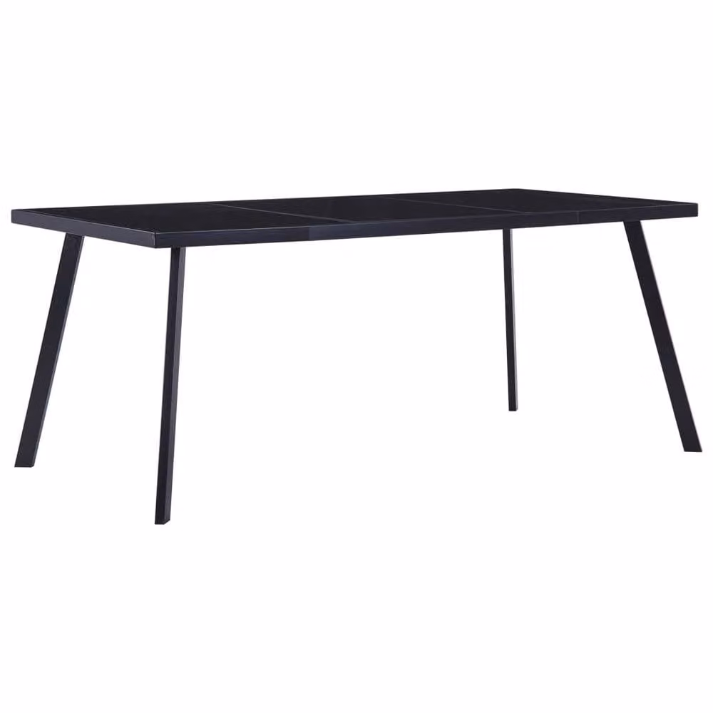 Berkfield Home Modern Rectangular Dining Table in Black with Tempered Glass, W/D/H: 160 x 80 x 75 cm – 1