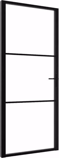 Berkfield Home Modern Interior Door with ESG Glass and Aluminium in Black, W: 102.5 cm, H: 201.5 cm