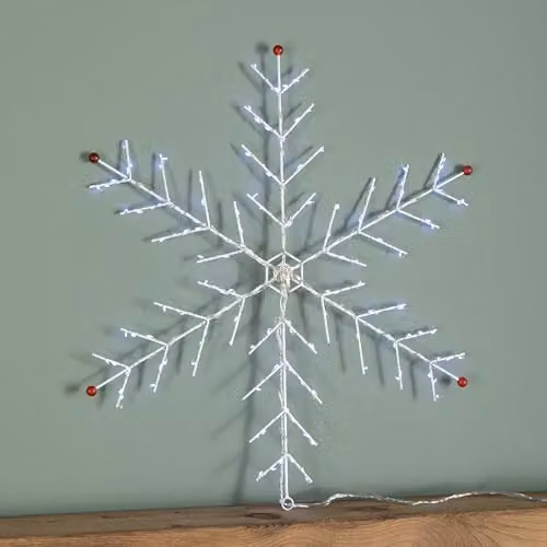 Samuel Alexander White Metal Christmas Snowflake with 132 Multi-Action LEDs, W: 50 cm x H: 50 cm – 2