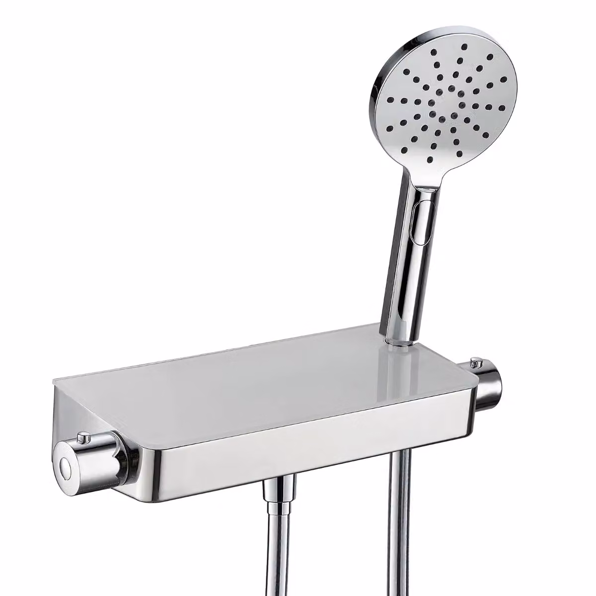 Nes Home Chrome Bulby Thermostatic Glass Top Shower Mixer in Silver – 2