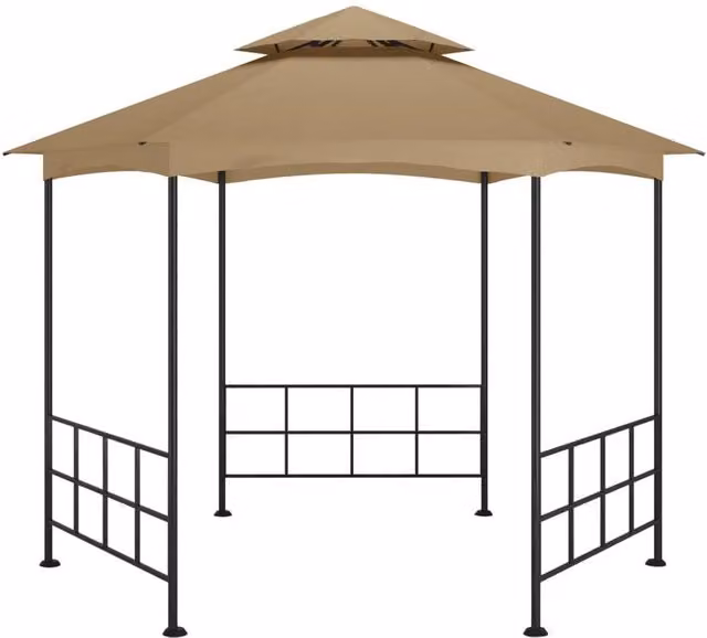 Berkfield Home Gazebo with Sidewalls, Beige, W: 310 cm, D: 270 cm, H: 270 cm