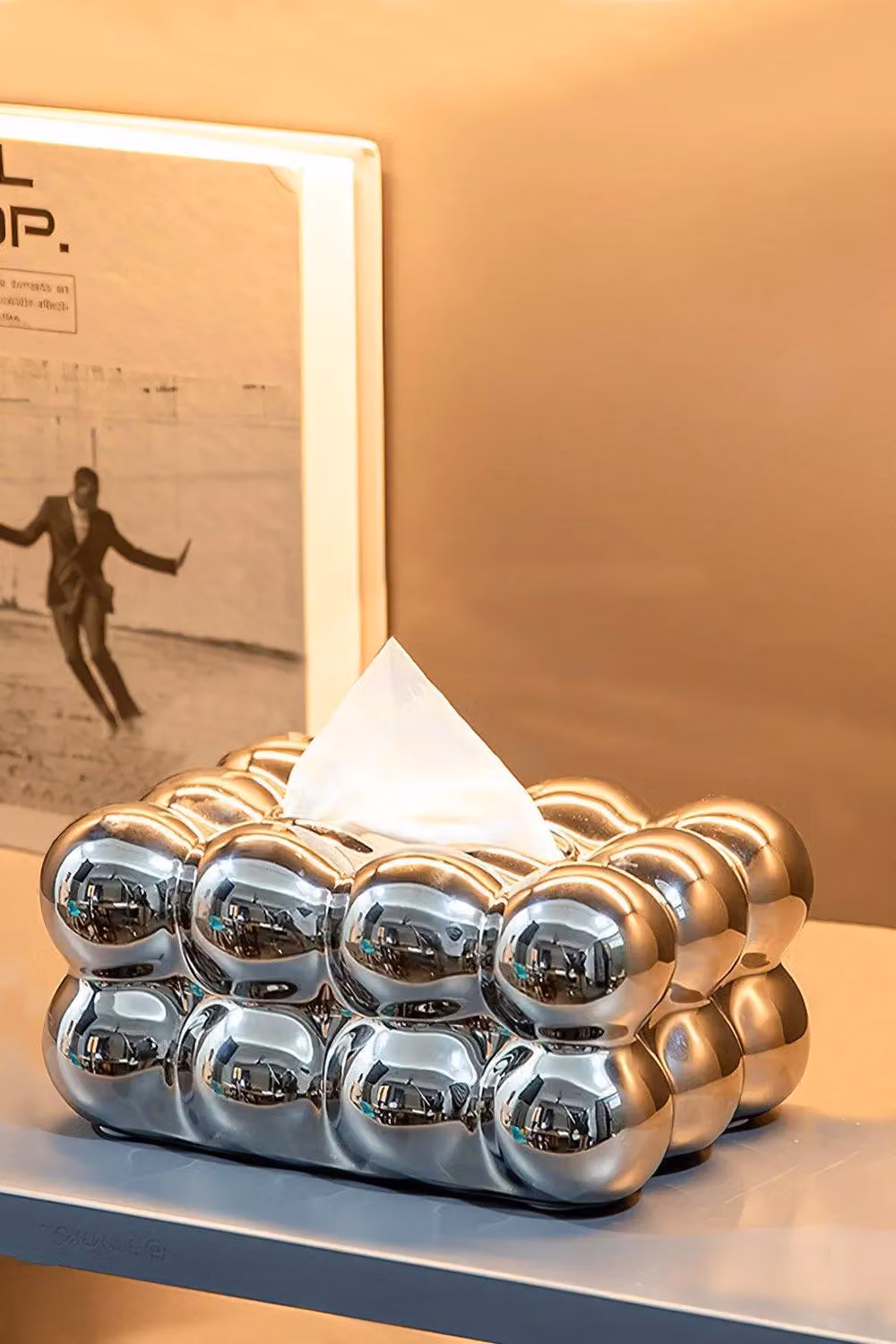 H&O Direct Modern Silver Ceramic Tissue Box – 4