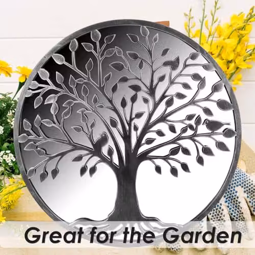 VFM e-Store Grey Tree of Life Garden Wall Mirror, W: 65 cm, H: 65 cm – 4