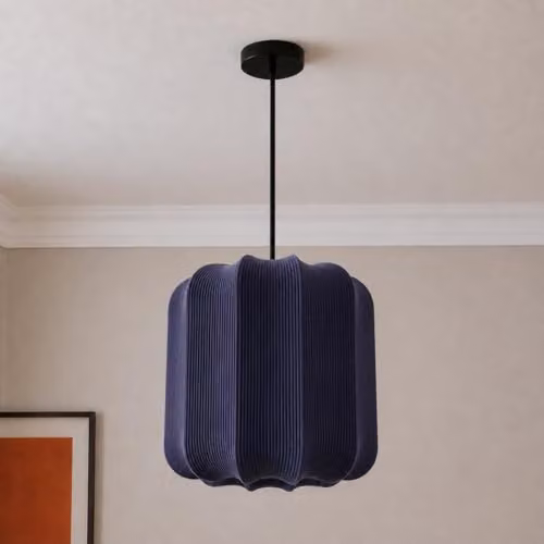 CGC Lighting Navy Blue Ribbed Stretch Cotton Fabric Cylinder Lampshade – 1