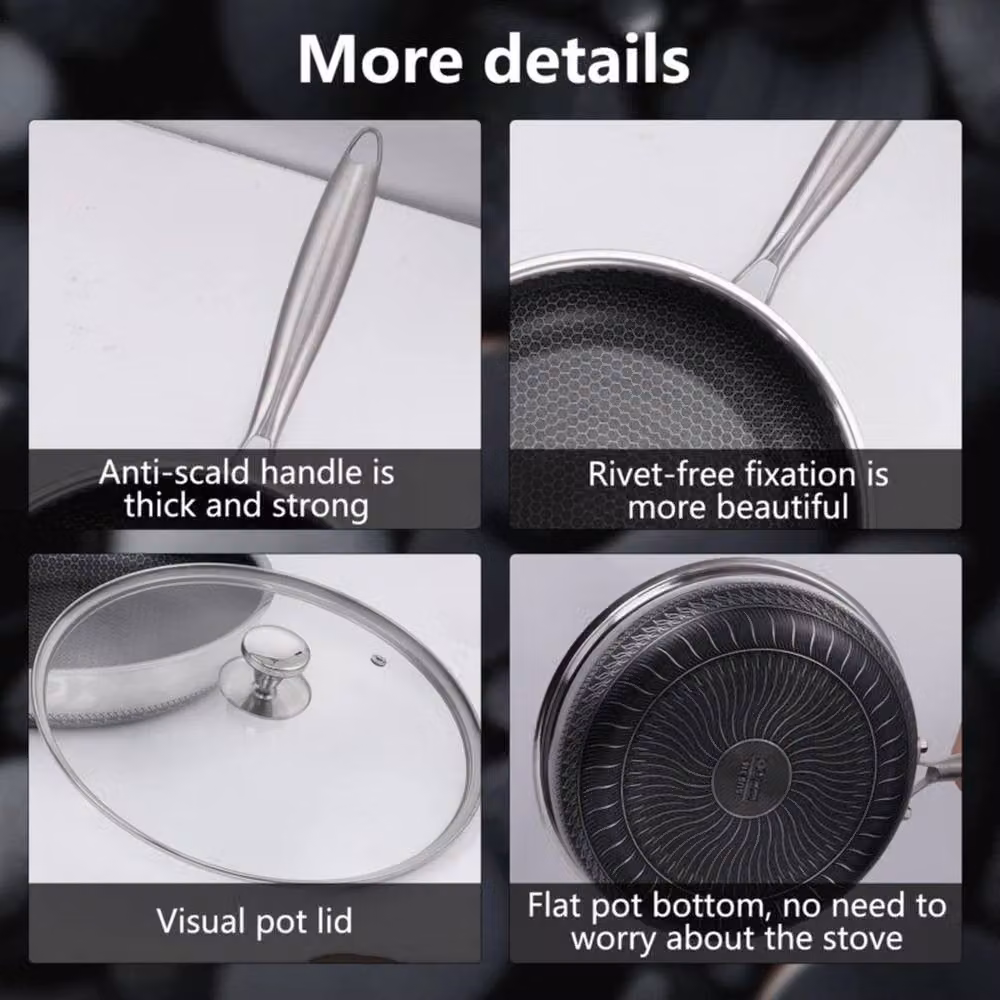 KORVIXA Non Stick Frying Pan with Lid, Silver, Diameter: 30 cm – 4