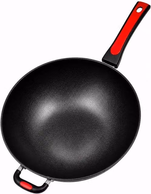 PAWNORA Non-Stick Black Cooking Stir Fry Wok Pan with Helper Handle, Diameter: 30 cm – 1