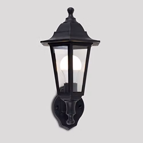 MiniSun Traditional Style Black Security Dusk to Dawn Outdoor Wall Lantern with 6W Warm White LED Bulb – 4