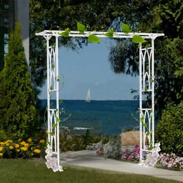 FLAVORA Heavy Duty Metal Garden Arch Trellis in White