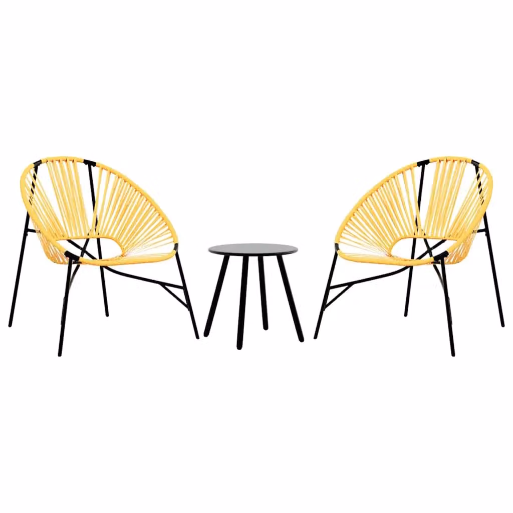 Berkfield Home 3 Piece Poly Rattan Garden Chair Set with Armrests in Black and Yellow