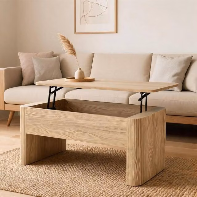 Home Source Winthorpe Lift Up Storage Coffee Table in Light Oak