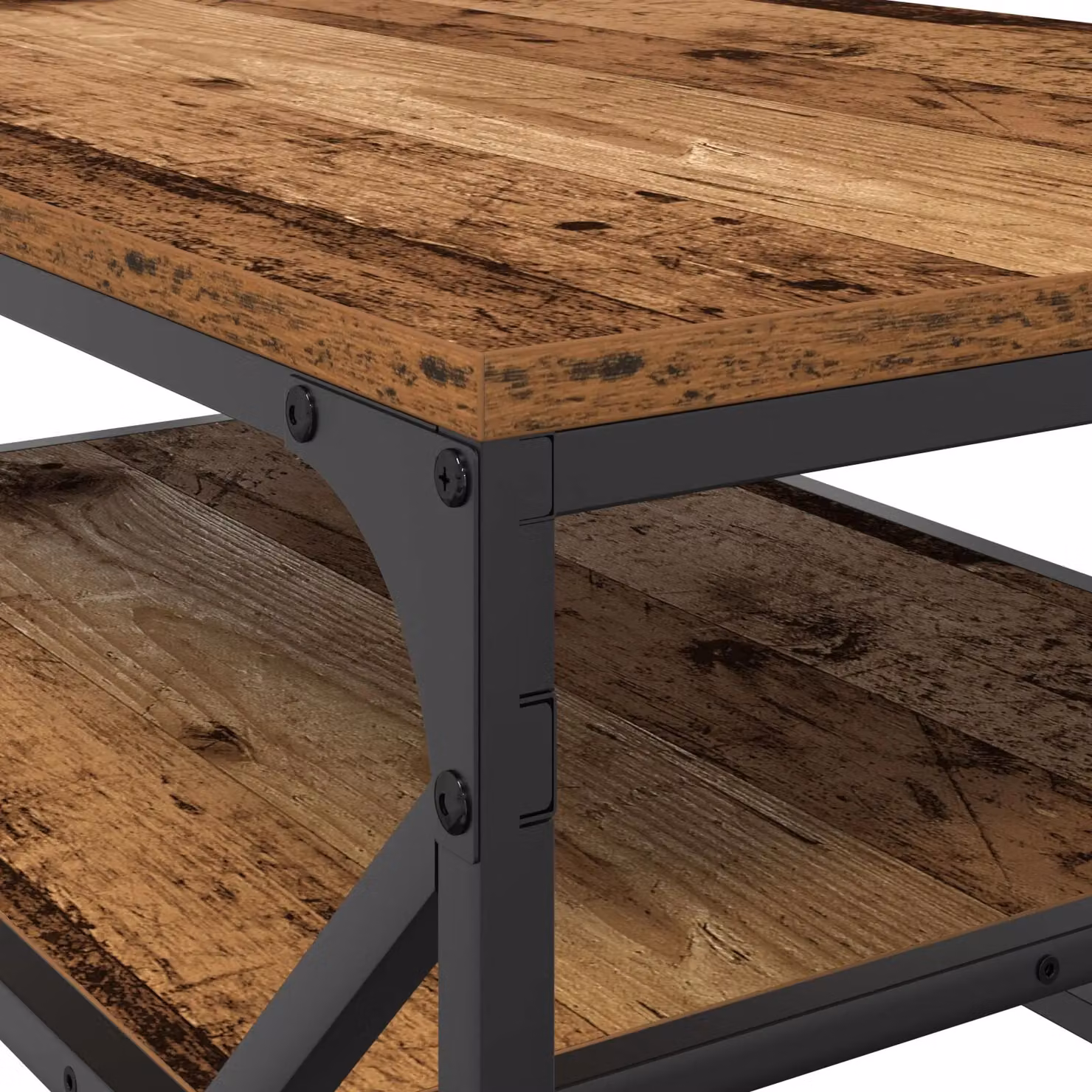 Berkfield Home Industrial Coffee Table with Shelf in Brown Old Wood, W: 90 cm, D: 50 cm, H: 40 cm – 4