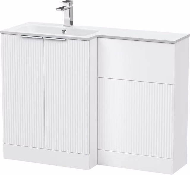 Balterley Tixall 2 Door Vanity WC Combi Unit with Stone Basin, White, W: 110 cm – 1