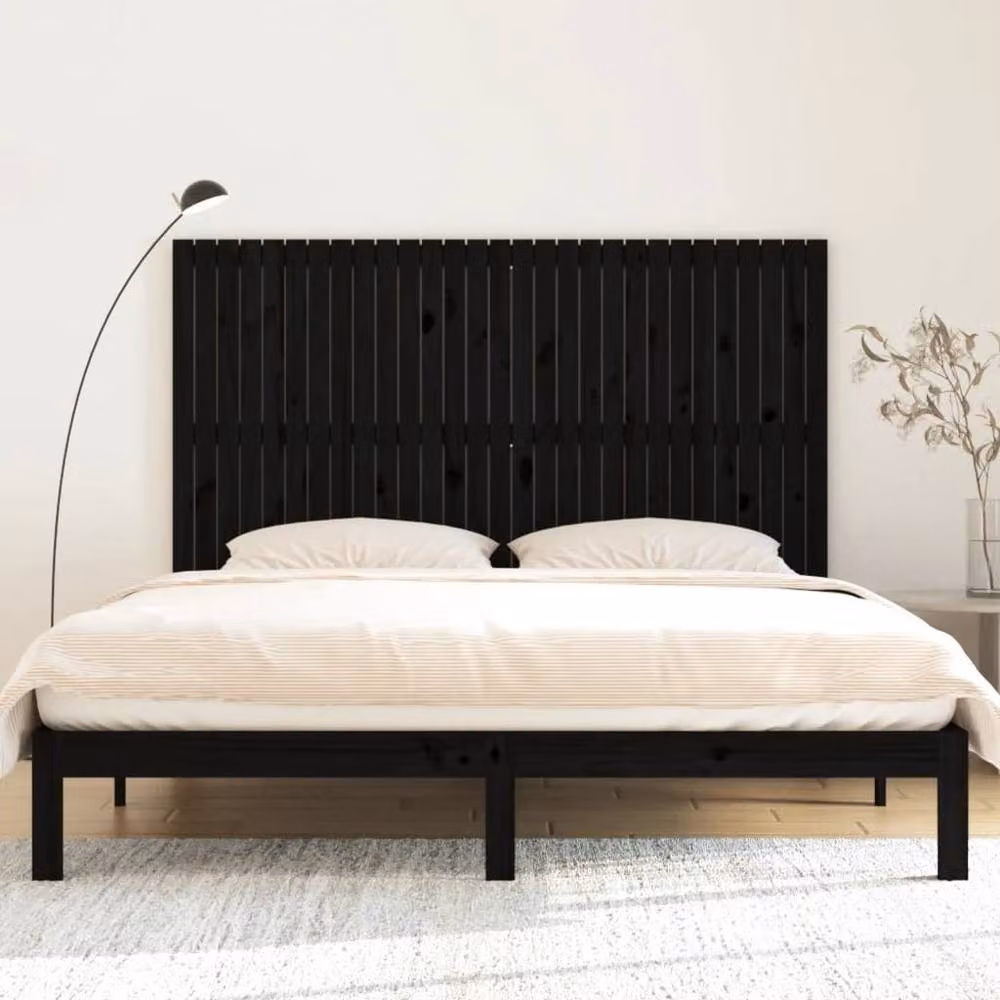Berkfield Home Black Rustic Solid Pine Wall Mount Headboard, W: 185 cm, D: 3 cm, H: 110 cm – 3