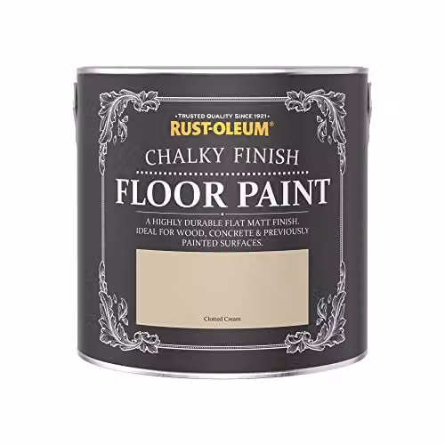 Rust-Oleum Water-Based Scratch-Proof Floor Paint in Matt Finish, Clotted Cream 2.5L – 2