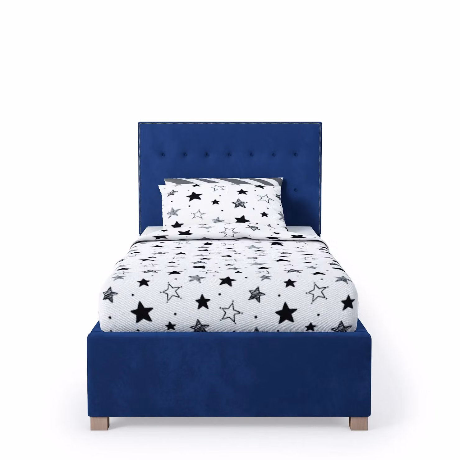 Rest Relax Amelia Single Ottoman Bed in Blue Velvet Fabric – 2