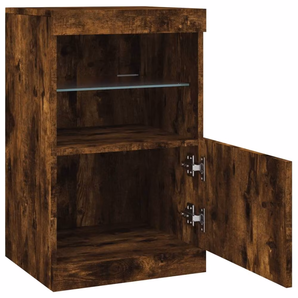 Berkfield Home Modern Sideboard with Integrated LED Lights in Smoked Oak Brown, W/D/H: 41 x 37 x 67 cm – 6