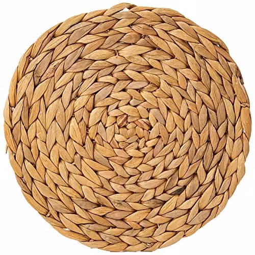 Creative Tops Set of 4 Round Water Hyacinth Woven Placemats in Brown, Diameter: 30 cm