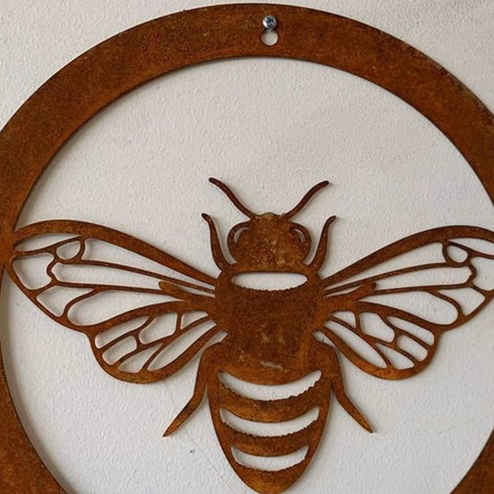 Poppyforge Bee in a Circle Small Metal Garden Wall Art in Bronze and Copper – 2