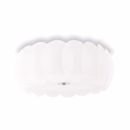 Netlighting Ovalino 8 Light Large Ceiling Flush Light in White with E27 Glass Shades