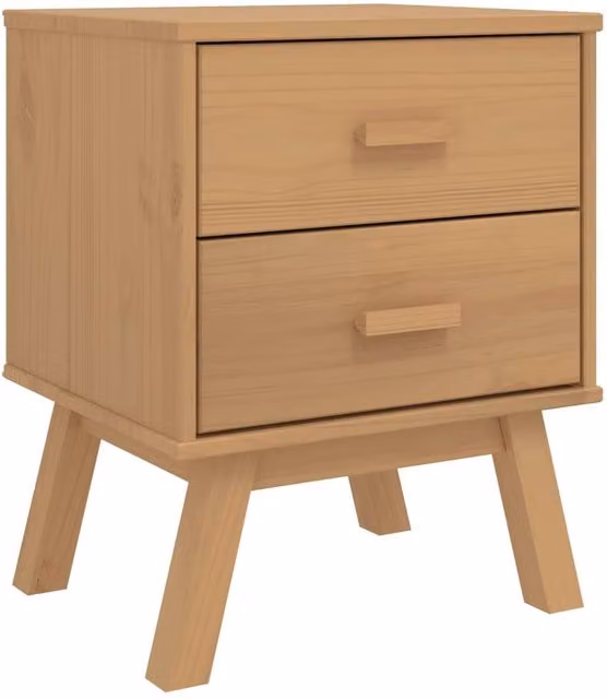 Berkfield Home Olden Bedside Cabinet in Brown Solid Pine Wood – 1
