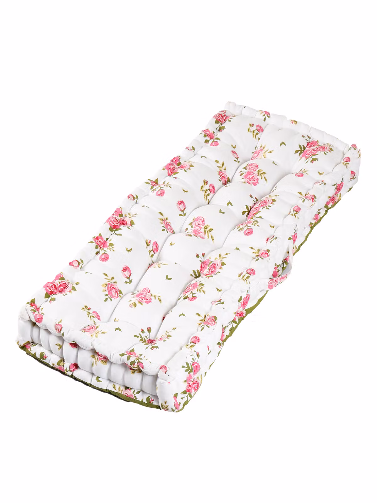 Dibor Vintage Style Pink Floral Quilted Bench Seat Pad in Red, Pink and Green, W: 42 cm, L: 105 cm – 2