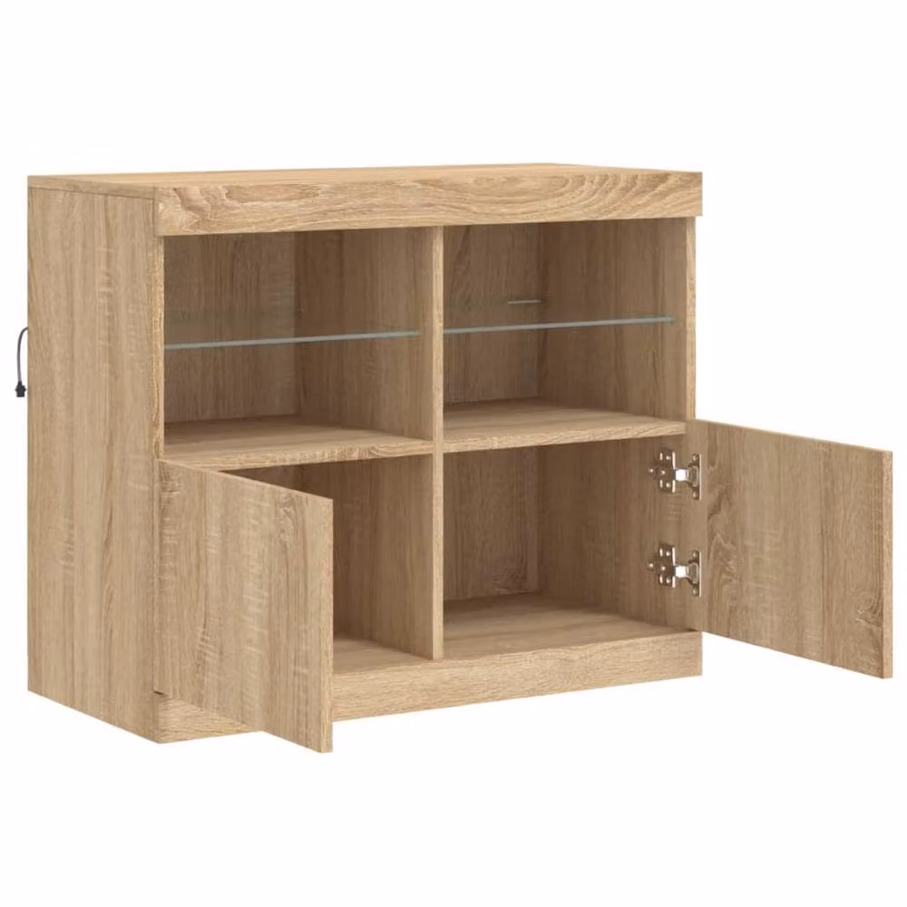 Berkfield Home Sonoma Oak Sideboard with Integrated LED Lights in Brown, W/D/H: 81 x 37 x 67 cm – 4