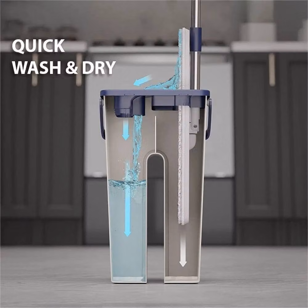 Nordara Grey 360 Degree Flat Mop and Bucket Set with Wringer and 10 Microfibre Pads – 3
