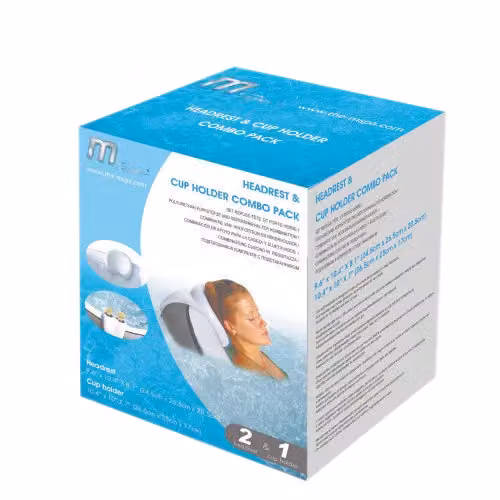 Shatchi Spa Luxury Comfort Set Accessory Kit in White and Grey with Two Headrests and Cup Holder – 2