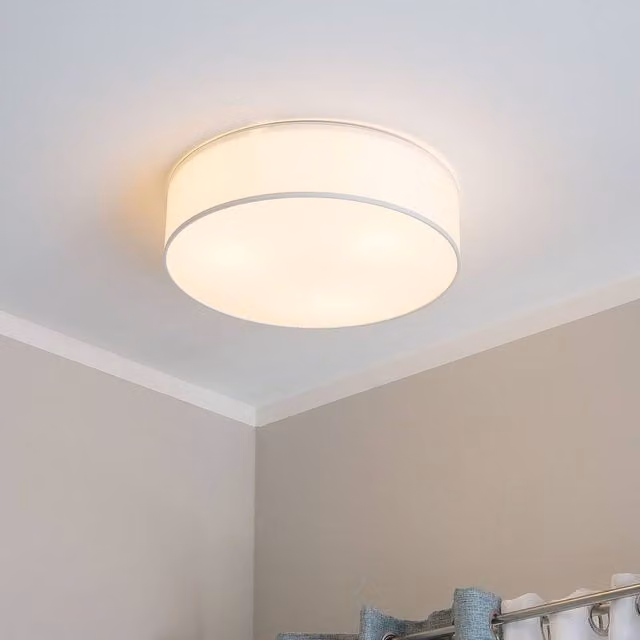 Wyld and Coco White Polycotton Boho Style Flush Ceiling Lamp, Diameter: 45 cm – 1