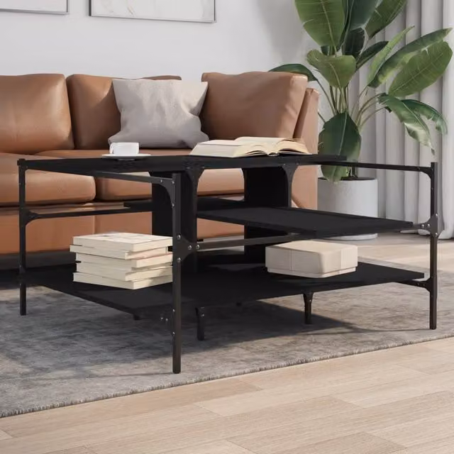 Berkfield Home Square Coffee Table in Black, W/D/H: 100 x 100 x 48.5 cm – 1