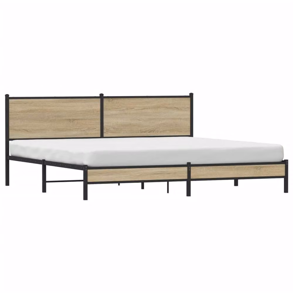 Berkfield Home Metal Bed Frame in Sonoma Oak Brown, 200 x 200 cm – 3
