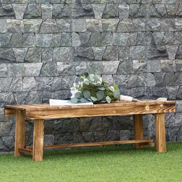 Outsunny 2 Seater Fir Wood Garden Bench Loveseat in Chocolate Brown – 1
