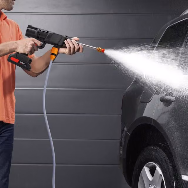 Livingandhome Electric Cordless Handheld Pressure Washer with 2 Rechargeable Batteries, Black