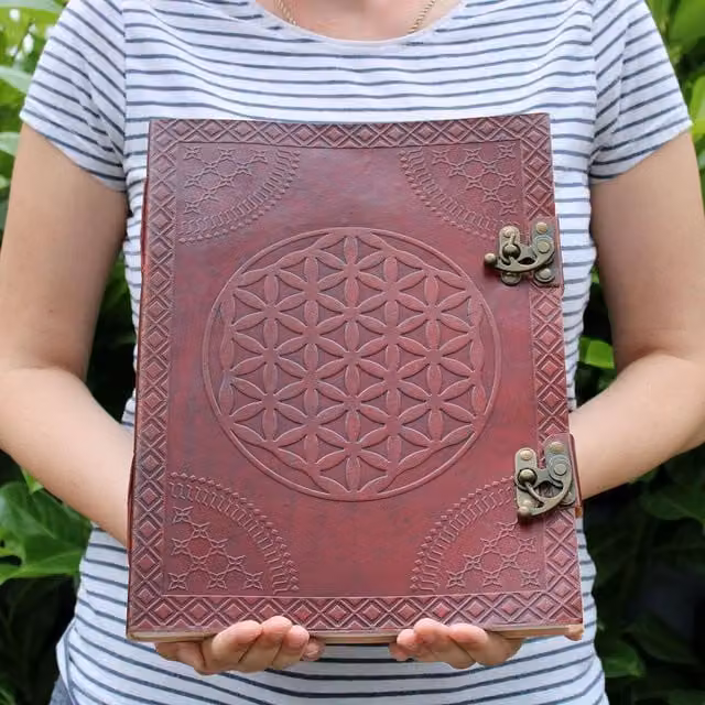 KDMK Flower of Life Leather Hardcover Book in Maroon Red with 200 Pages