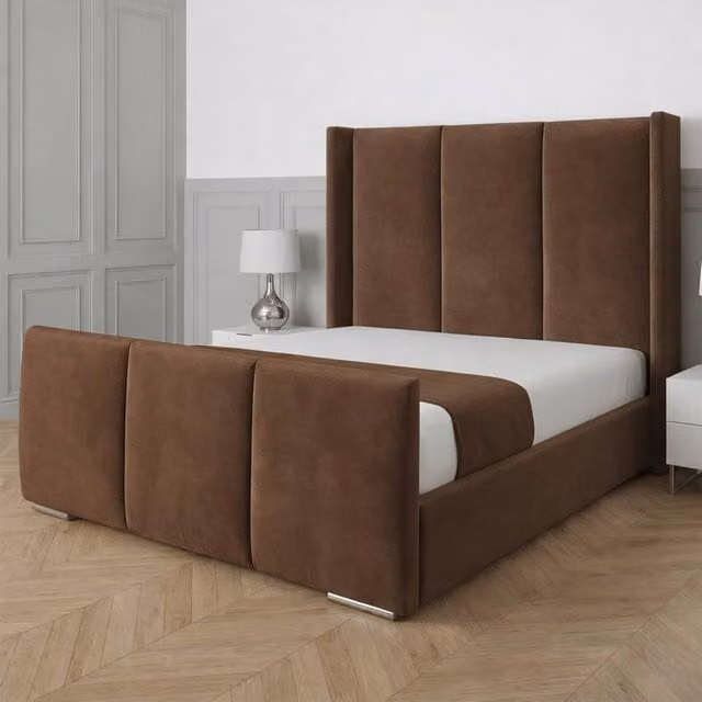 Living Comfort Bedz Westbury Super King Upholstered Gas Lift Storage Bed in Brown